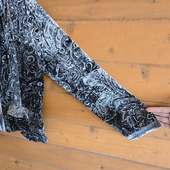 Chico's Velvet Baroque Nikko Jacket NWT Silver Glitter Paisley 1 Blazer Coat - Picture 5 of 5